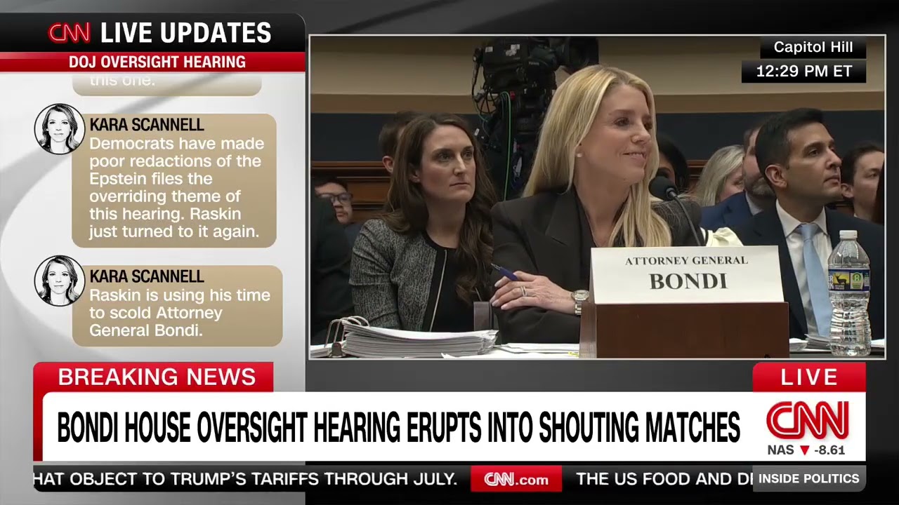 Pam Bondi hearing erupts into shouting: 'She's embarrassing you!'