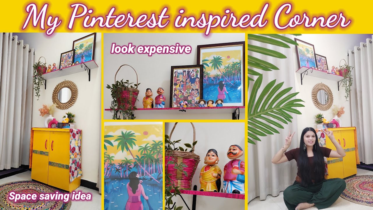 My pinterest inspired corner makeover on budget ! living room decoration ideas ! Pooja Style Corner!