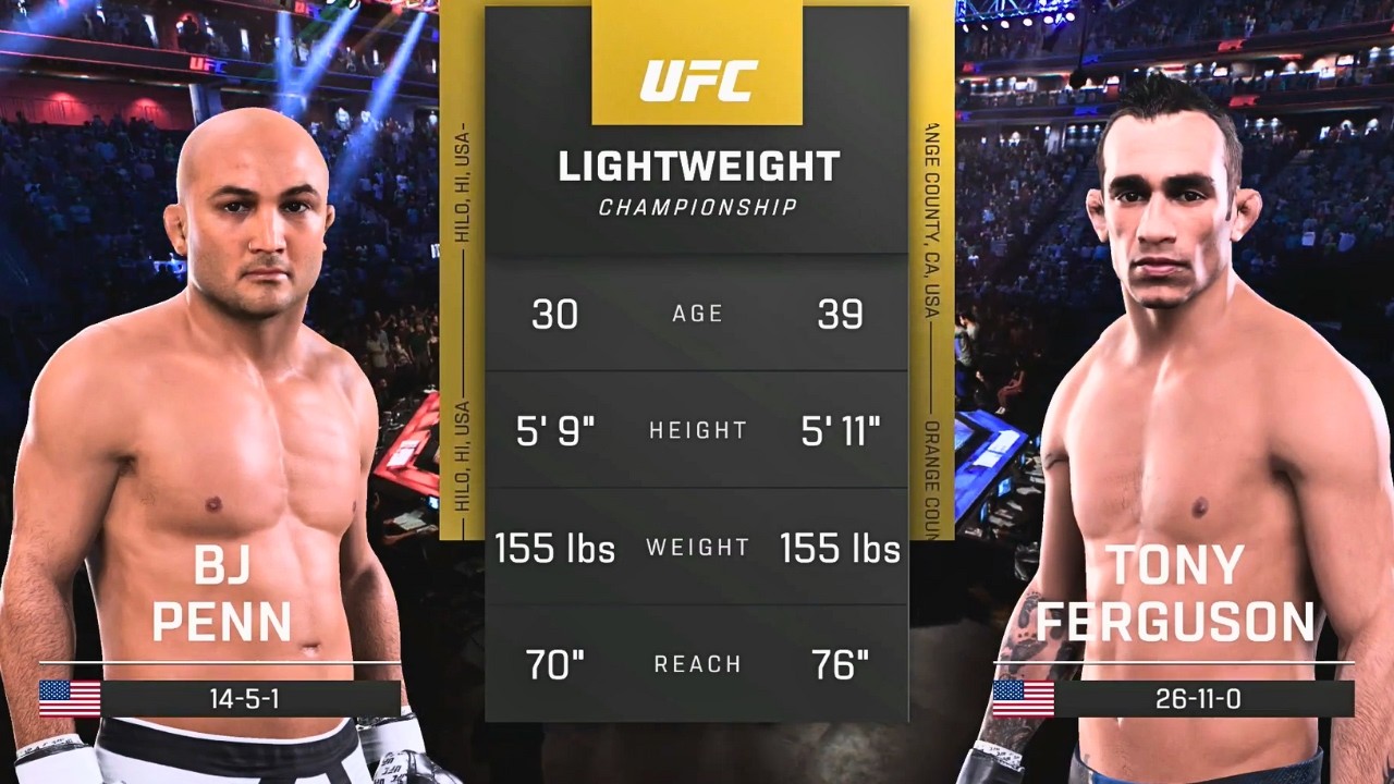 BJ Penn vs Tony Ferguson FULL FIGHT | UFC 5 AI Simulation Gameplay (CPU vs CPU)
