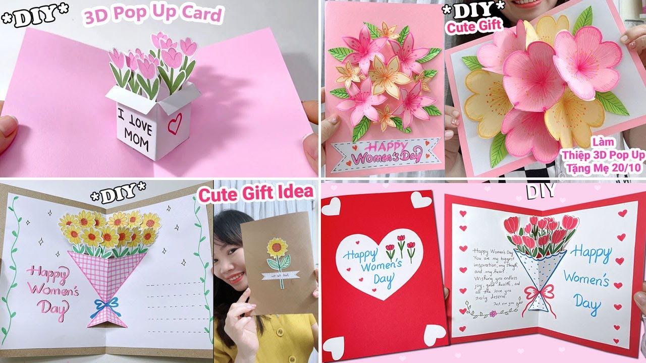 4 Cách làm thiệp 20.10 ý nghĩa tặng mẹ, tặng cô giáo/ DIY Women’s Day Card/ Liam Channel