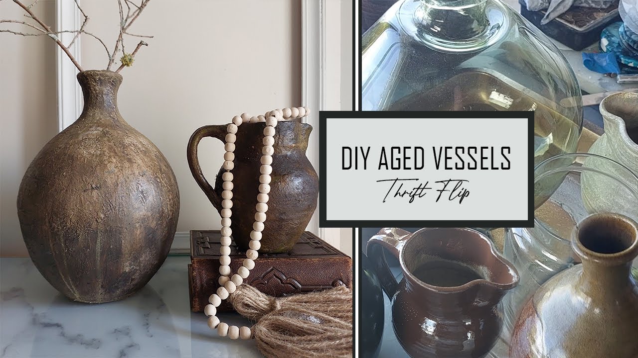 DIY Aged Vessels - Thrift Flip - Faux Stone & Antiquing Effects