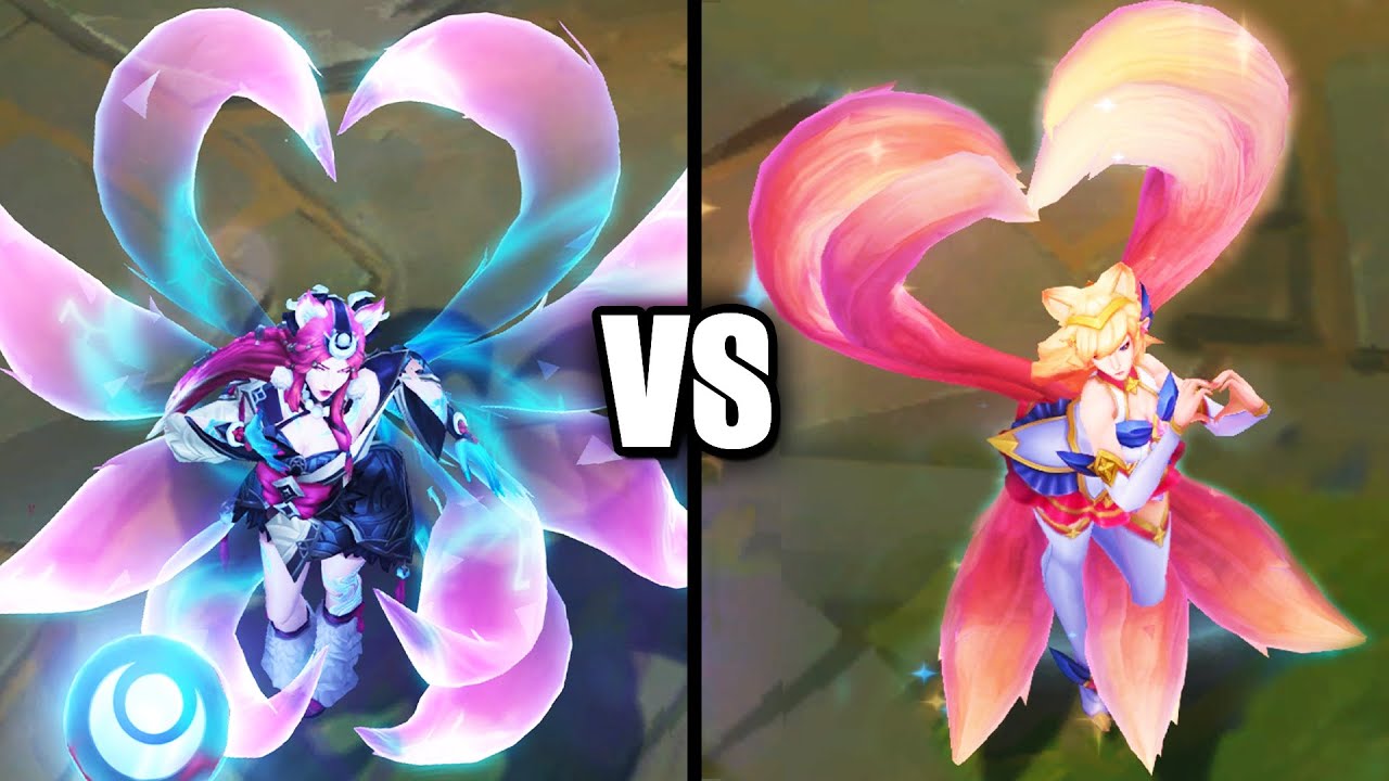 Snow Moon Ahri vs Star Guardian Ahri Skins Comparison (League of Legends)