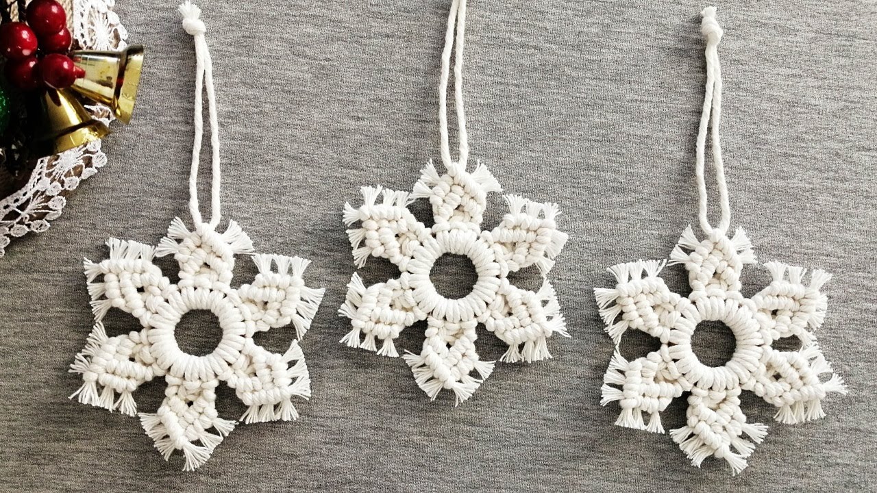 DIY ❄COPOS de NIEVE❄ en MACRAME (paso a paso) | DIY Macrame Snowflake
