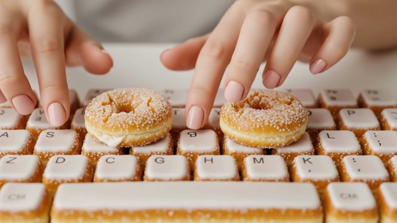 Soft Keyboard ASMR with Baked Items & Fruits | Wobble