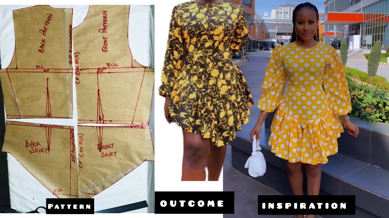 How to DRAFT this gathered dress with basque effect.A beginners guide to cutting this dress.