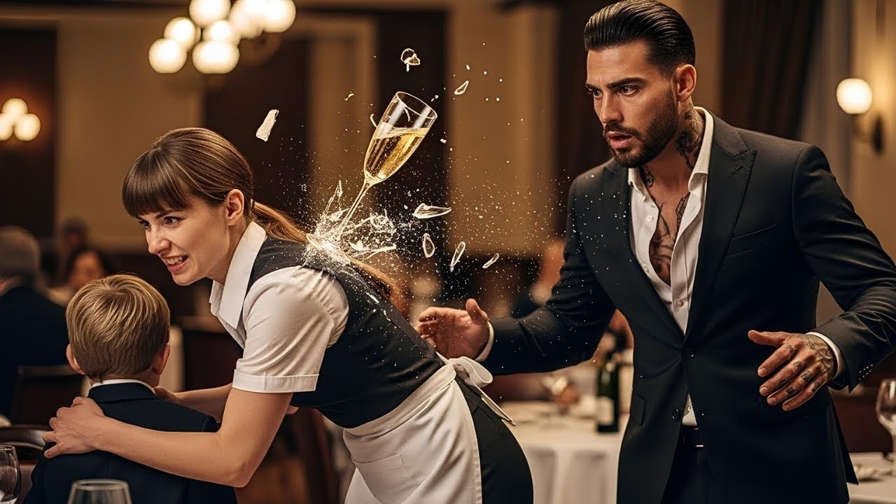 Arme Kellnerin wirft sich über den Sohn des Mafiabosses — das Glas zerschellt auf ihrem Rücken
