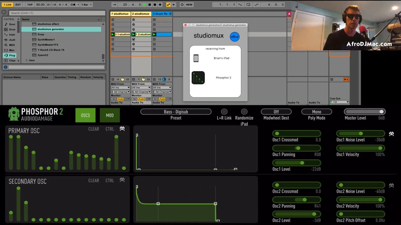 Audio Damage Phosphor 2 with StudioMux and Ableton Live
