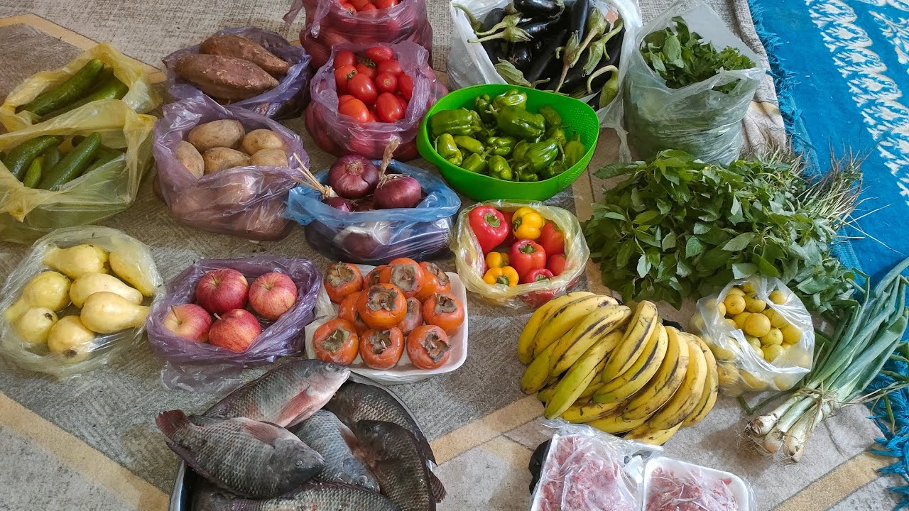 مشتريات الأسبوع من الخضار والفواكه والسمك والدجاج واللحوم والبيض والبط بالاسعار 😍💪🌹