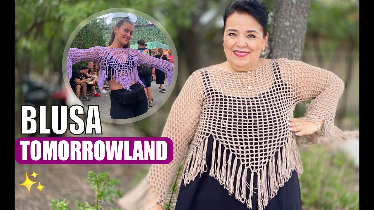 Cómo tejer una BLUSA CORTA CON MANGAS Y FLECOS DE TOMORROWLAND ❤️ Rápido | Yo Tejo con Laura Cepeda