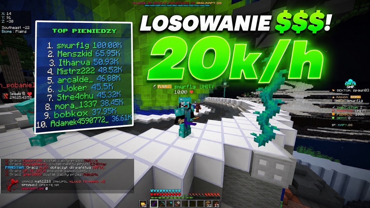 NAJLEPSZY SPOS&Oacute;B NA ZAROBEK NA EARTH SMP na RAPY.GG! LOSOWANIE $$$!