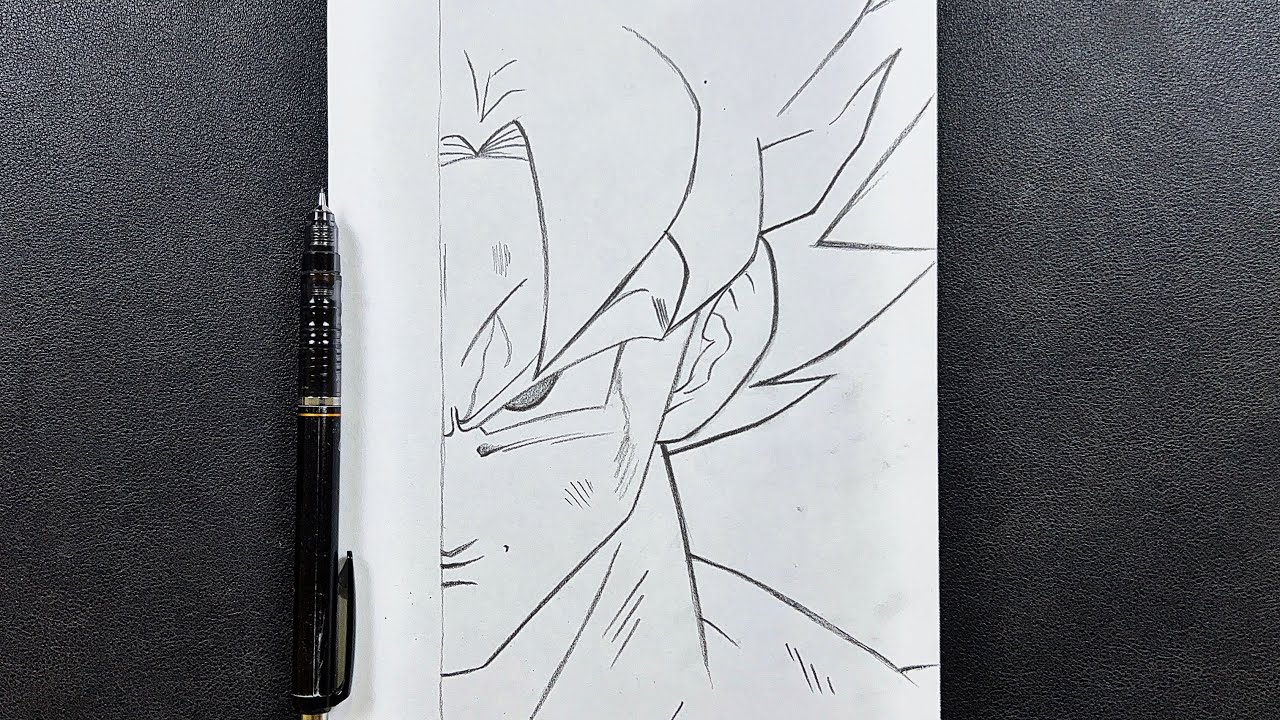 تعلم رسم غوكو نصف وجه خطوة بخطوة