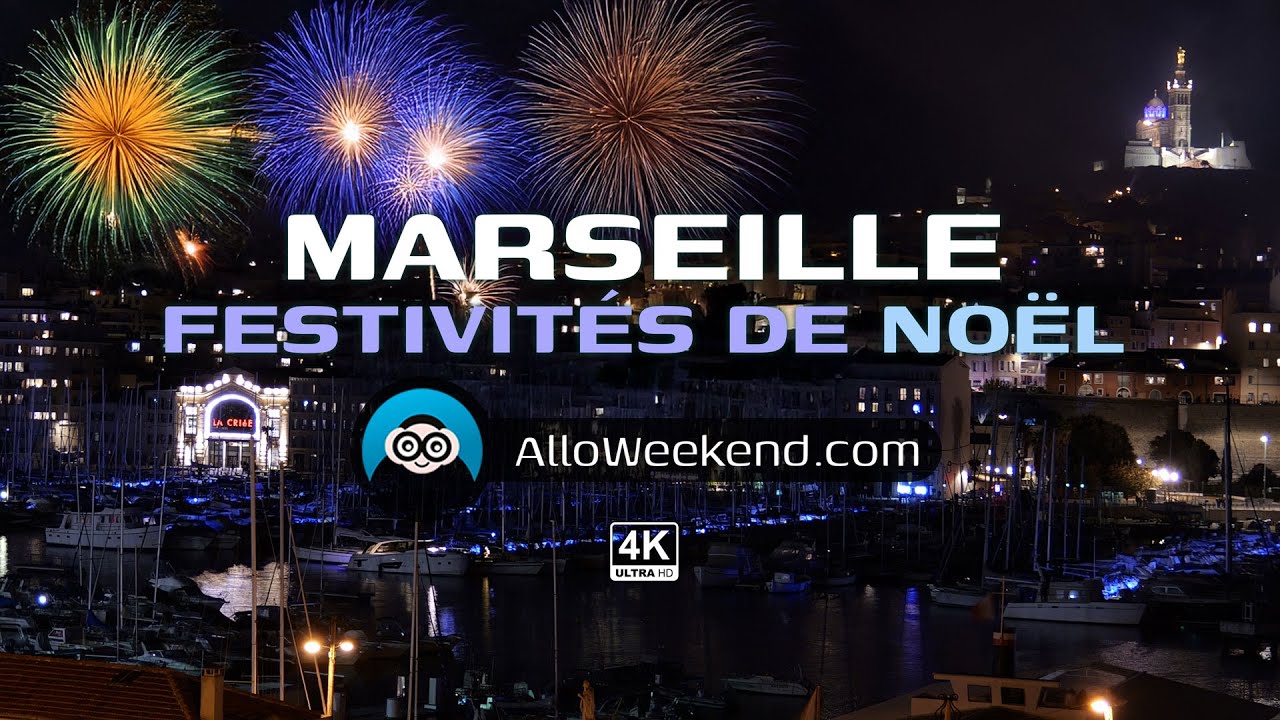 Feux d'artifices et drones Noël à Marseille sur le Vieux-Port