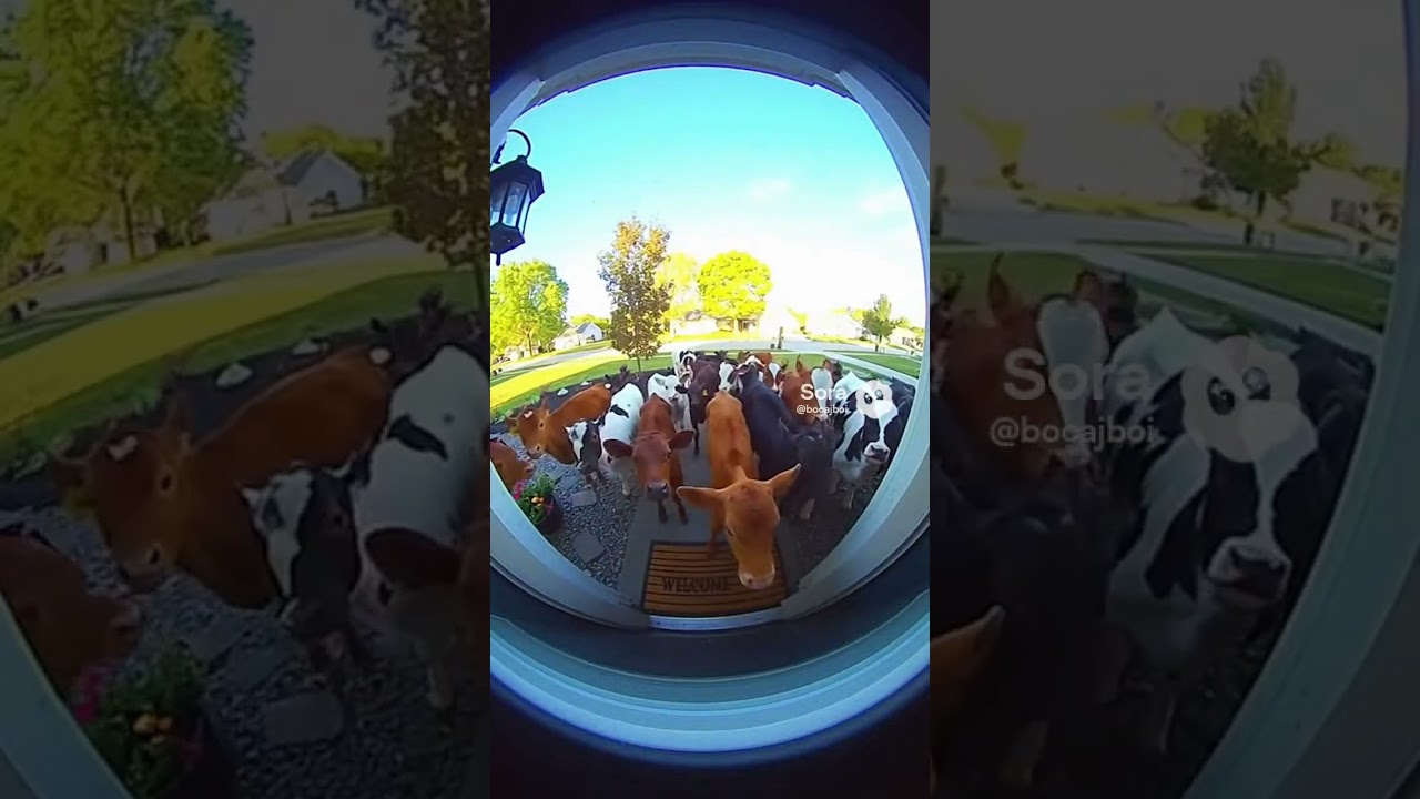 Cows at the Doorbell — Wonderful animal moment Caught on Camera 