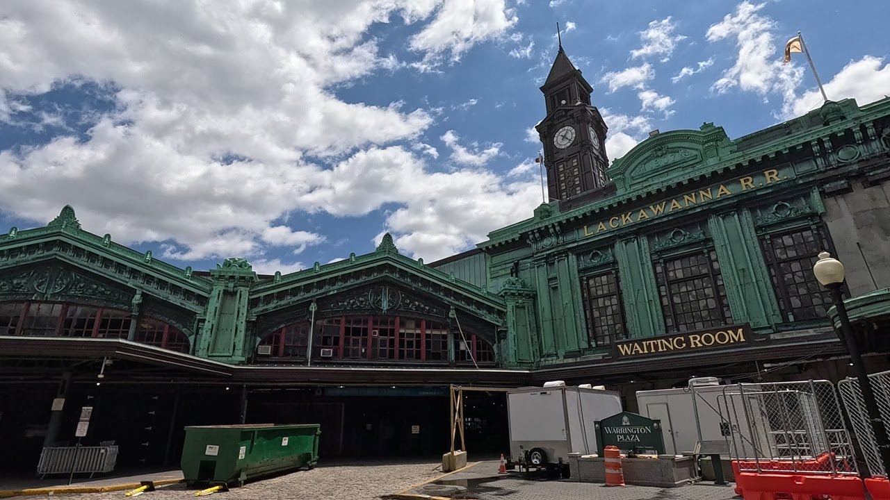 ⁴ᴷ⁶⁰ Walking Hoboken, NJ: Tour of Hoboken Terminal (during NJ Transit rail strike)
