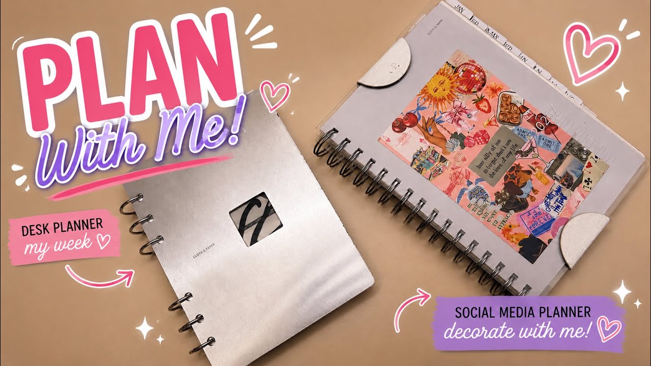 Plan With Me | My Desk Planner + Decorating My Social Media Planner for National Planner Day