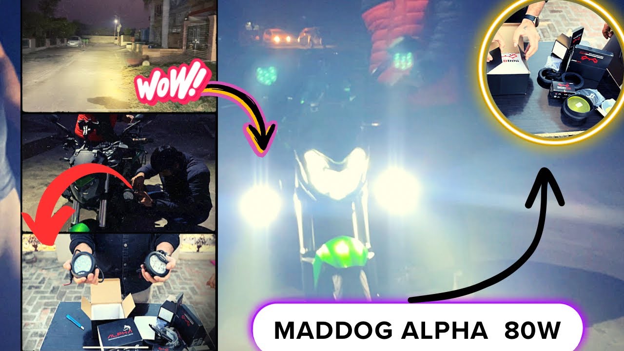 New Maddog Alpha 80w Auxiliary Lights installed On Dominar 400 || Full Installation process @ Home👍