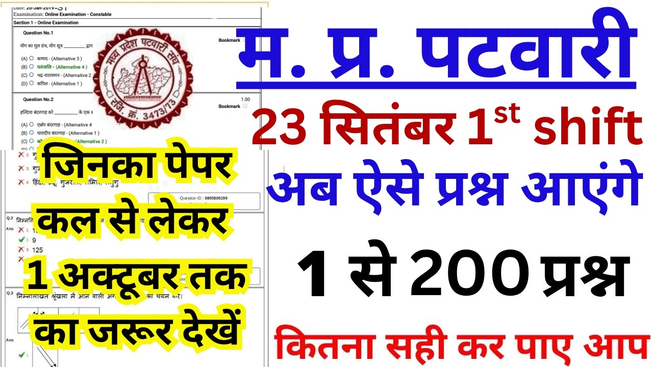 MP Patwari Exam September 23, 2026 Paper Analysis | MP Patwari September 23 1st Shift Exam Analysis