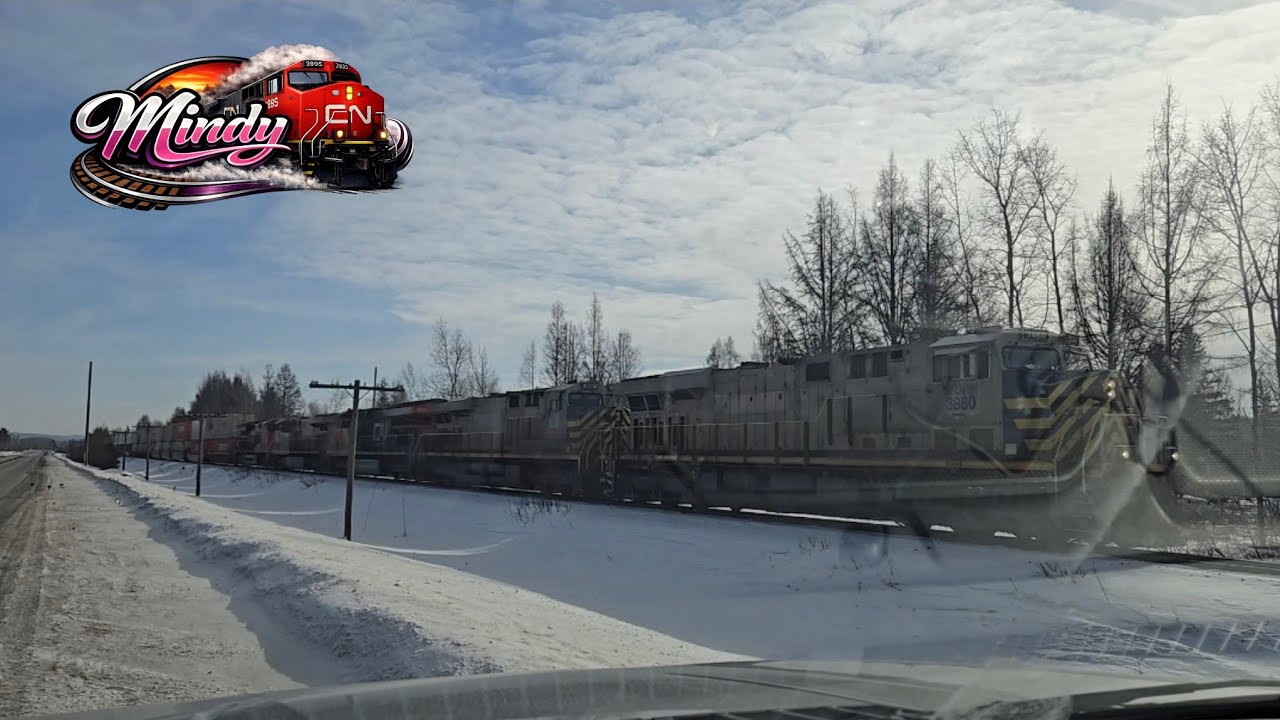 Lots of power on CN Z121 Westbound at Rivière-Verte at 12:45. Feb 4/26. 