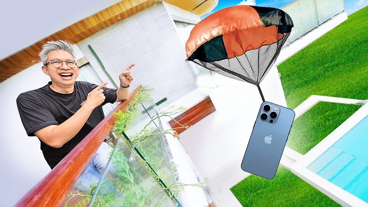 LEMPAR IPHONE PAKAI PARASUT DARI LANTAI 2!!