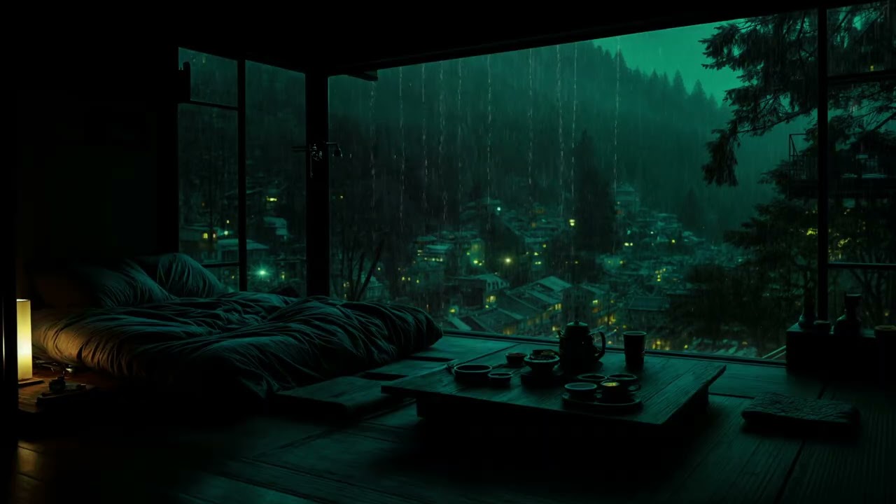 Stormy Rain Outside the Bedroom Window | Relaxing Rain Sounds for Sleep, Study & Meditation