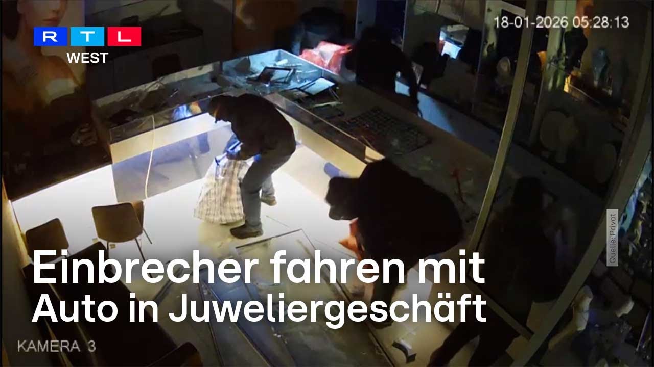 Einbruch in Duisburger Einkaufszentrum: Diebesband fährt mit Auto gegen Schaufenster | RTL WEST