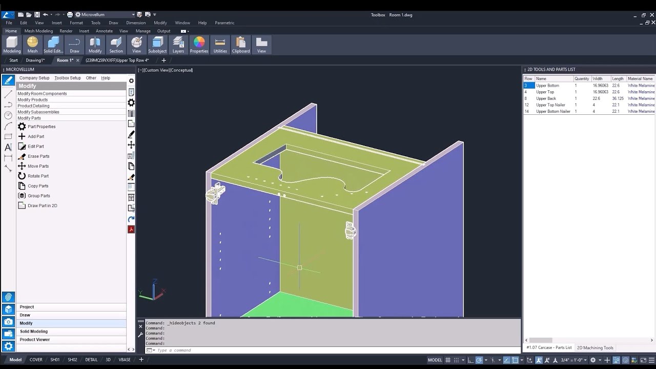 Customizing a Tall Cabinet Using 2D Part Editor