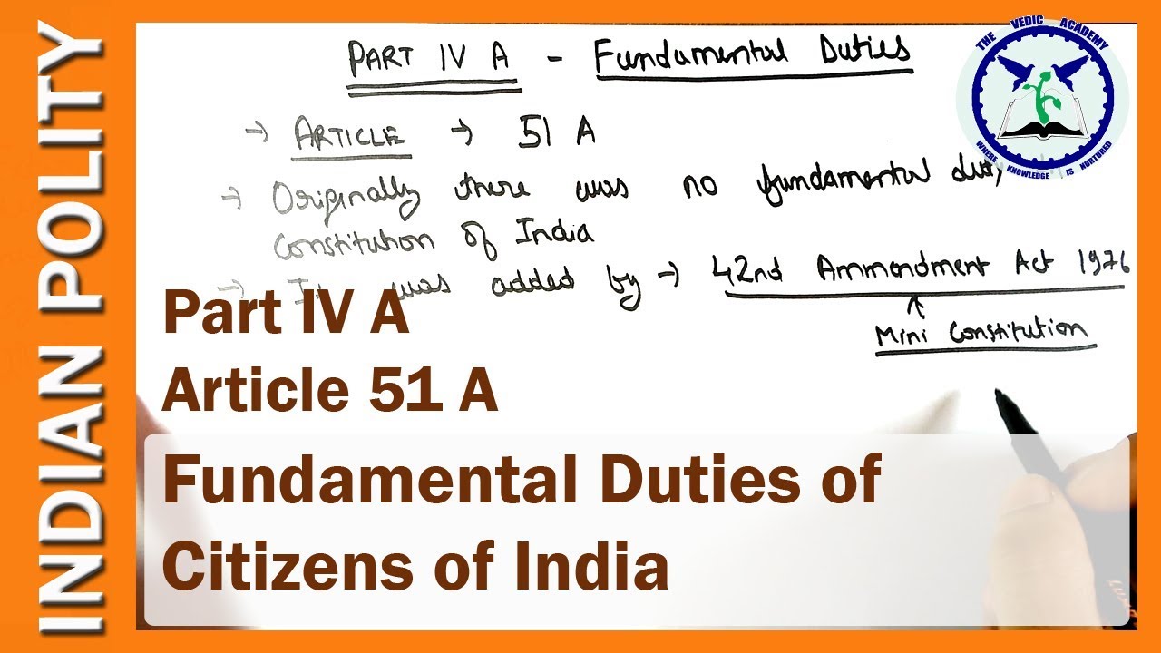 Fundamental duties : Part 4A of Indian Constitution | Article 51A | Indian Polity