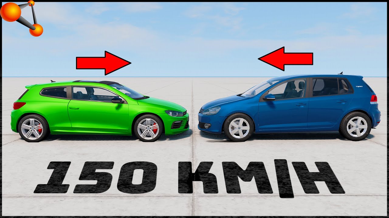VW SCIROCCO vs VW GOLF! 150 Km/H CRASH TEST! - BeamNg Drive