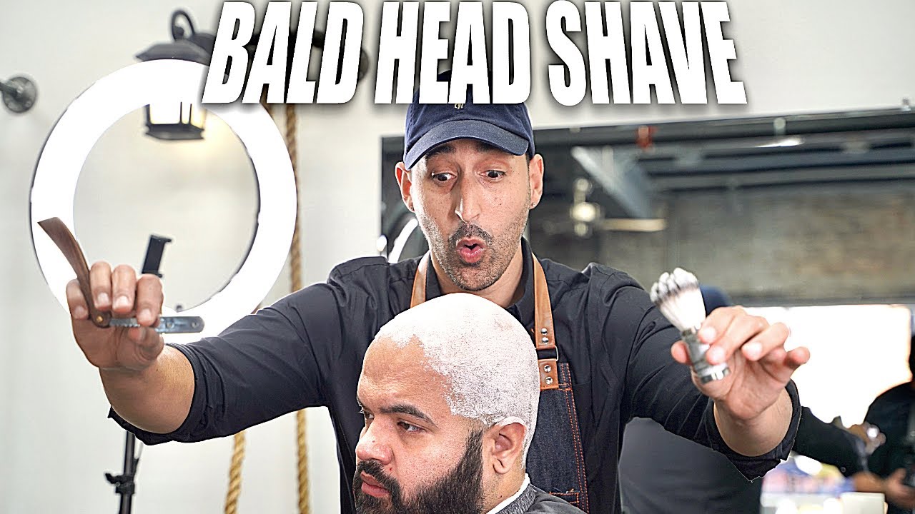 How To Bald head Shave With Straight Razor And Badger Brush