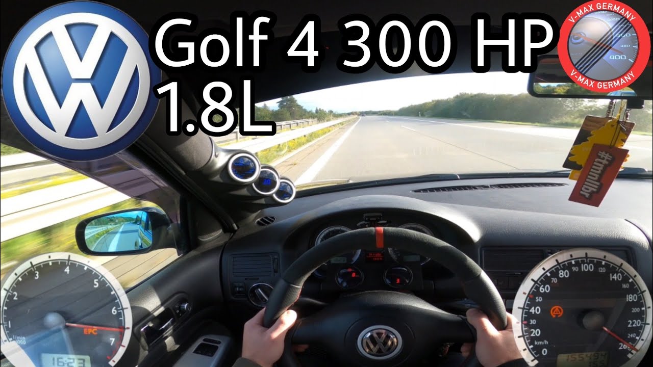VW Golf 4 GTI 1.8 300 HP 2002 (Audi S3 8l Engine) Acceleration & TOP Speed drive on German Autobahn