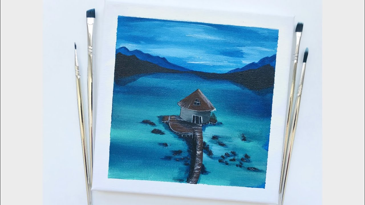 Color Challenge Week 42 | Ocean Villa Painting | Paradise In The Maldives | Acrylic Painting