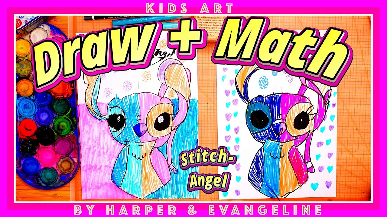 🎨👼 HALF STITCH & HALF ANGEL 💙✨ | Draw + Math Quiz 🧮💖 | 유아미술, 초등수학