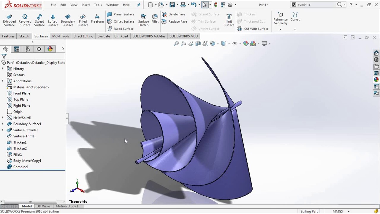 How to model Archimedes Spiral Wind Turbine in Solidworks