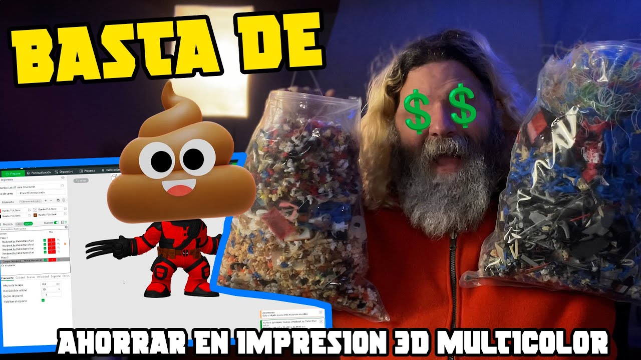 AHORRAR MATERIAL en IMPRESIONES 3D MULTICOLOR | BAMBULAB A1 Mini / A1 / CARBON X1 / ANYCUBIC COBRA 3