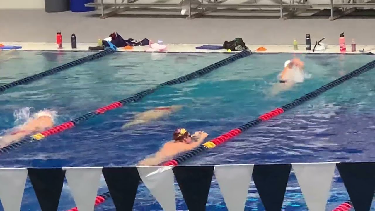 My view of the L&eacute;on Marchand pool warm-up for finals session (9 March 2024)