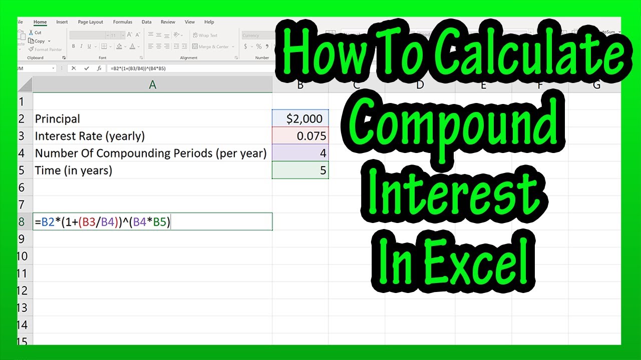 Как рассчитать сложный процент (вручную) в Excel