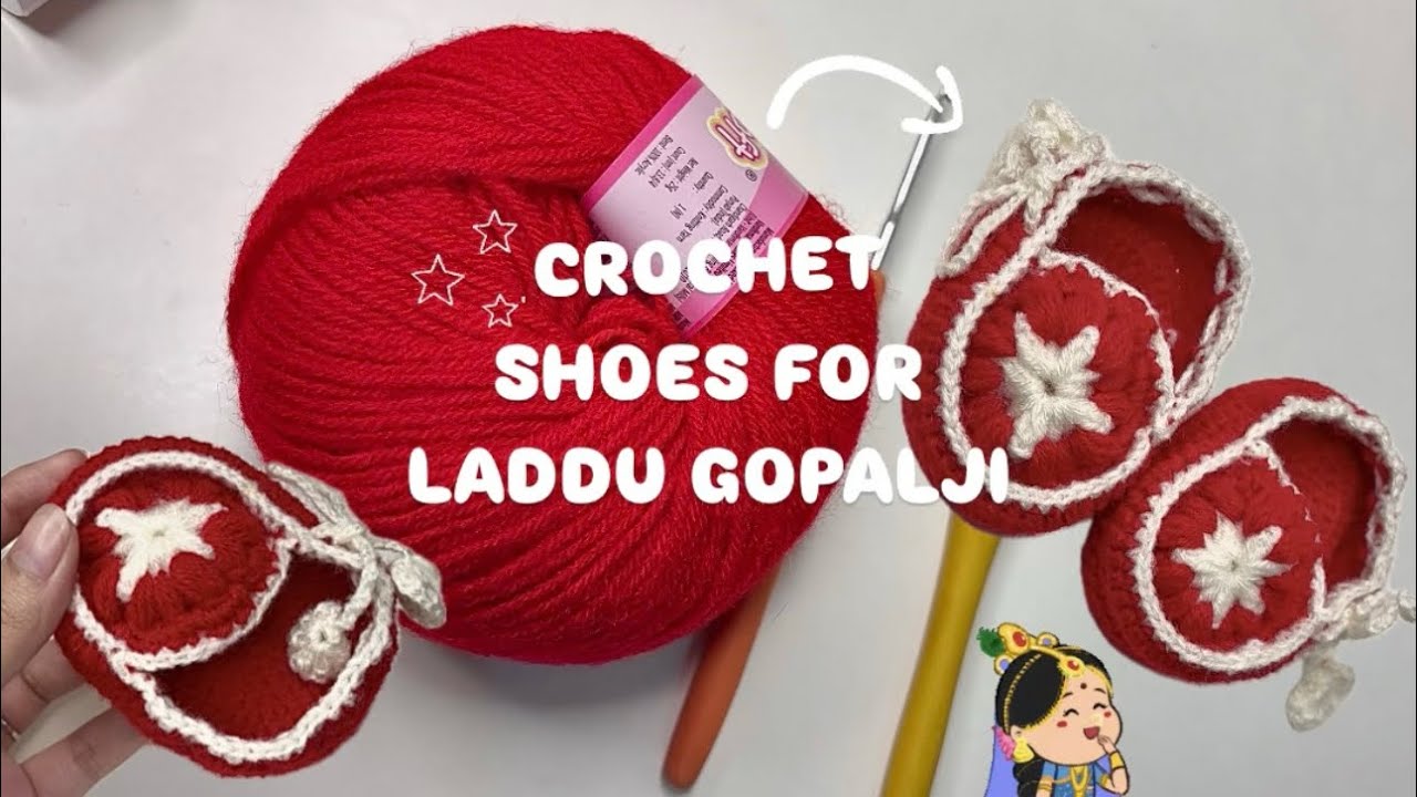 How to Make Crochet Shoes for Laddu Gopal #crochet #crocheting #laddugopal 
