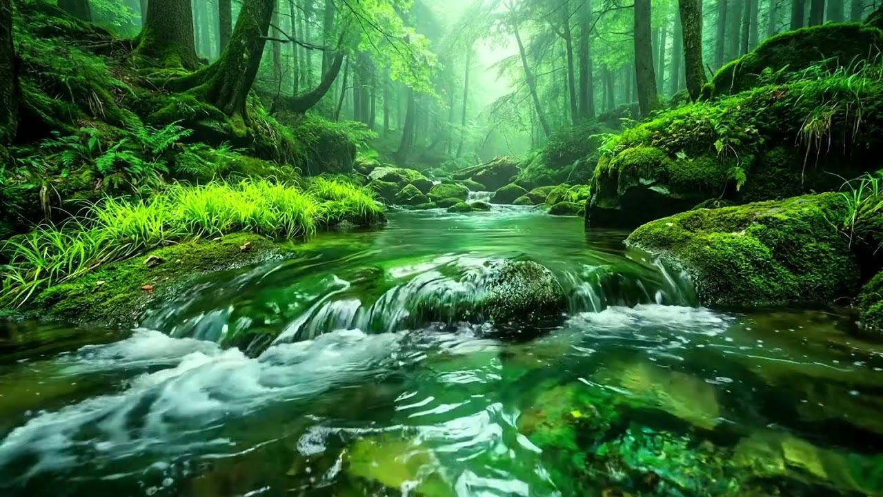 Nature Ambience of Flowing Stream and Birdsong, Gentle Relaxing White Noise for Calm Sleep