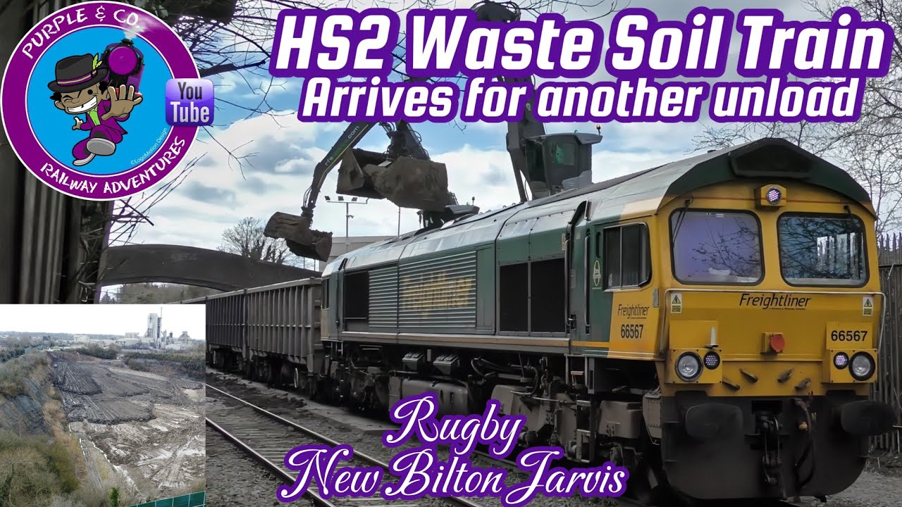 HS2 Waste Soil Train arrives for another unload at Rugby Quarry - Part 2 - RailCam Edition