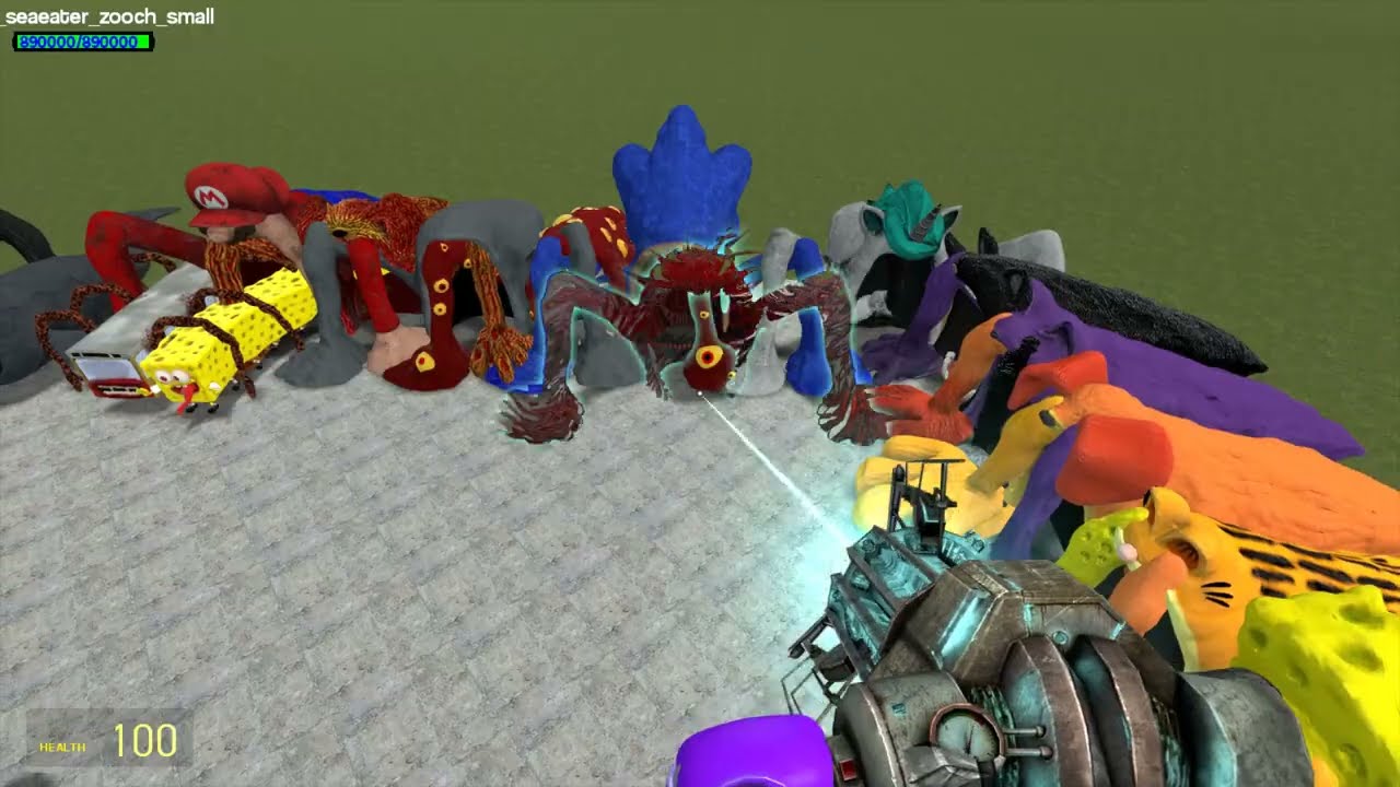 EVOLUTION OF MONSTERS: HOUSEHEAD BUS EATER, BUS EATER, BLOOP EATER, CAR EATER, TRAIN BUSEATER(GMOD)