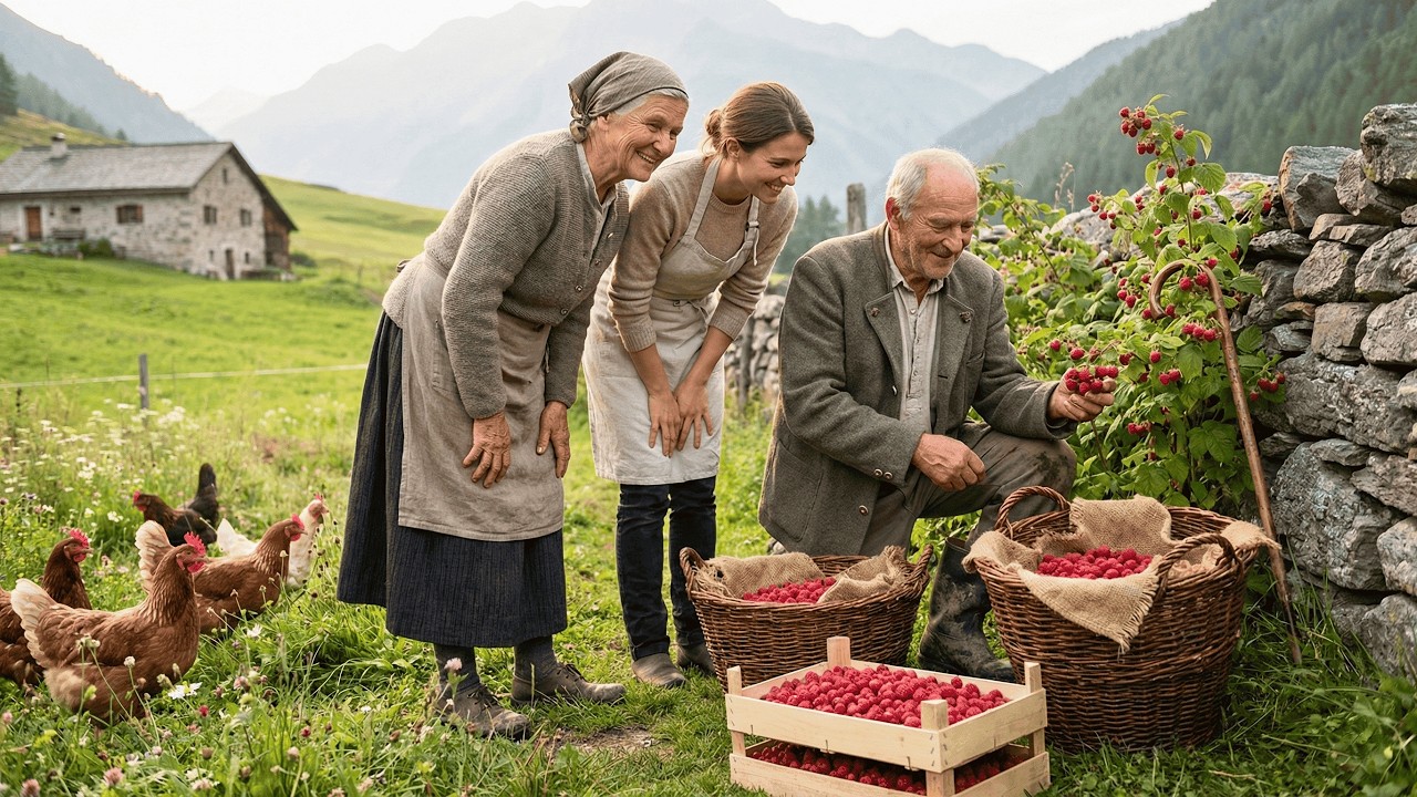 A Peaceful Life In The Countryside Life - This Is A Great Way To Pick Raspberries - Nature ASMR