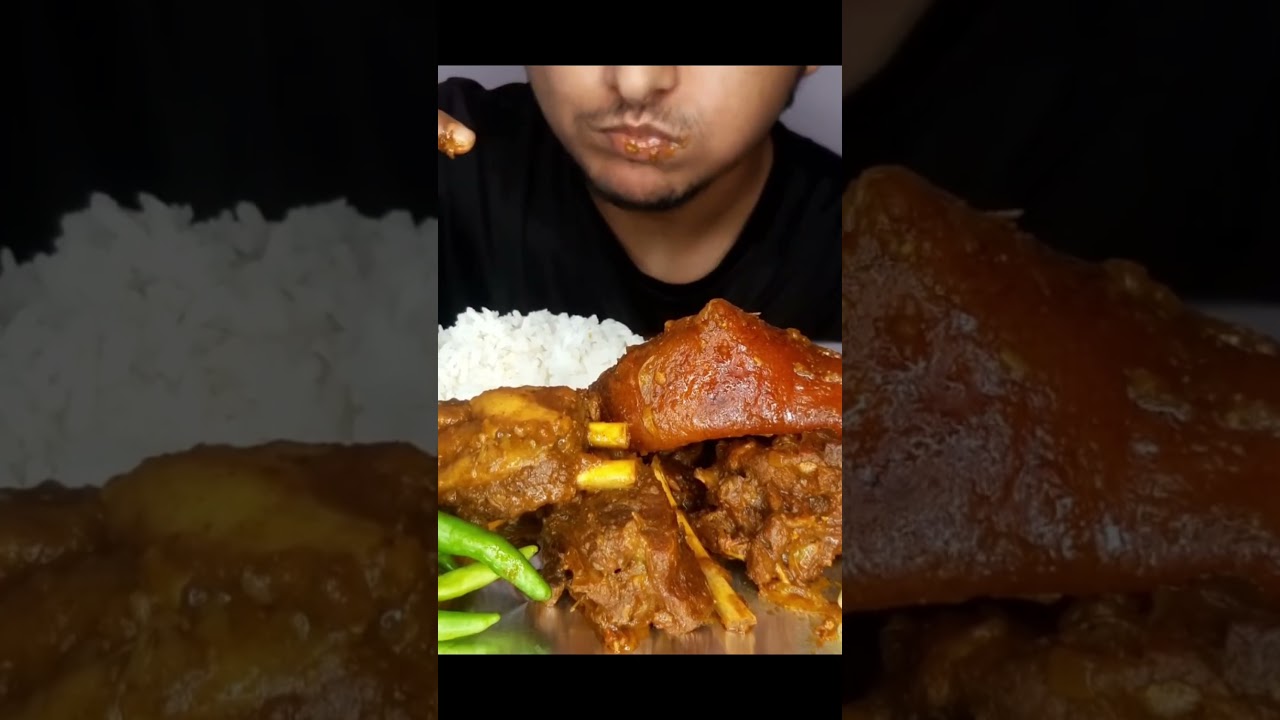 ASMR : Eating Spicy ❤️&zwj;🔥 Pork Curry, 🥵 Green chilli 🌶️ With Rice 😋 || ASMRSHOW || MUKBANG ||