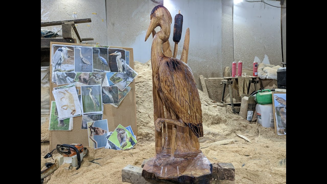 Chainsaw Carving a Heron