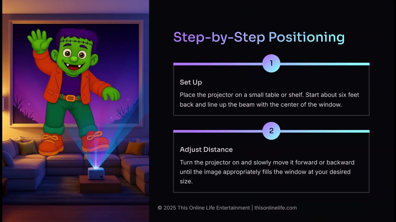 9. How to Position the Projector for Best Image - Holiday Window Projection Setup Guide