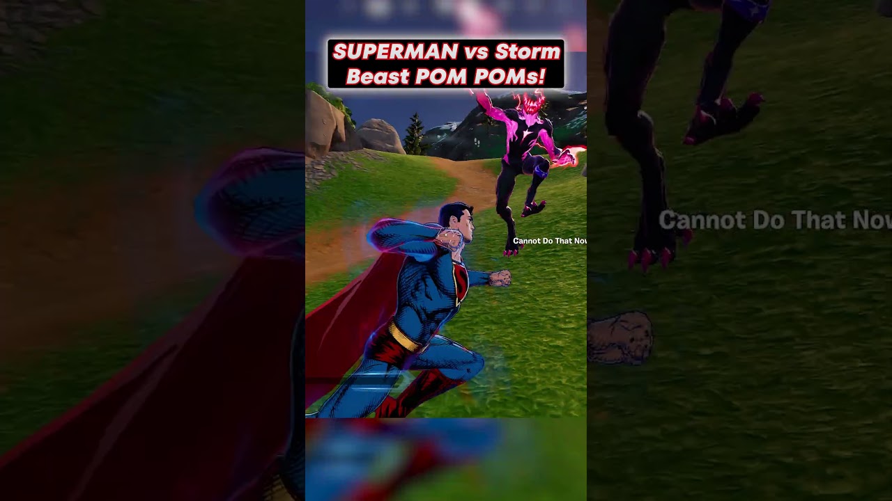 SUPERMAN vs Storm Beast POM POMs Showdown in Fortnite! 🦸&zwj;♂️ #fortnite #shorts #fortniteclips
