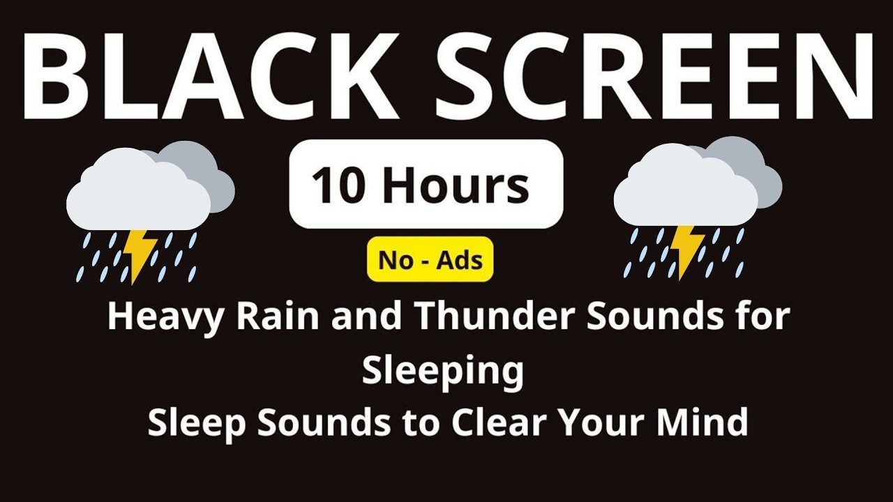 🔴 Heavy Rain and Thunder Sounds for Sleeping | Pure Relaxation Sounds☔☔ Black Screen