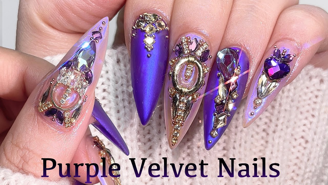 Фиолетовый бархатный нейл-арт💜 Снятие и наращивание ногтей гелем
