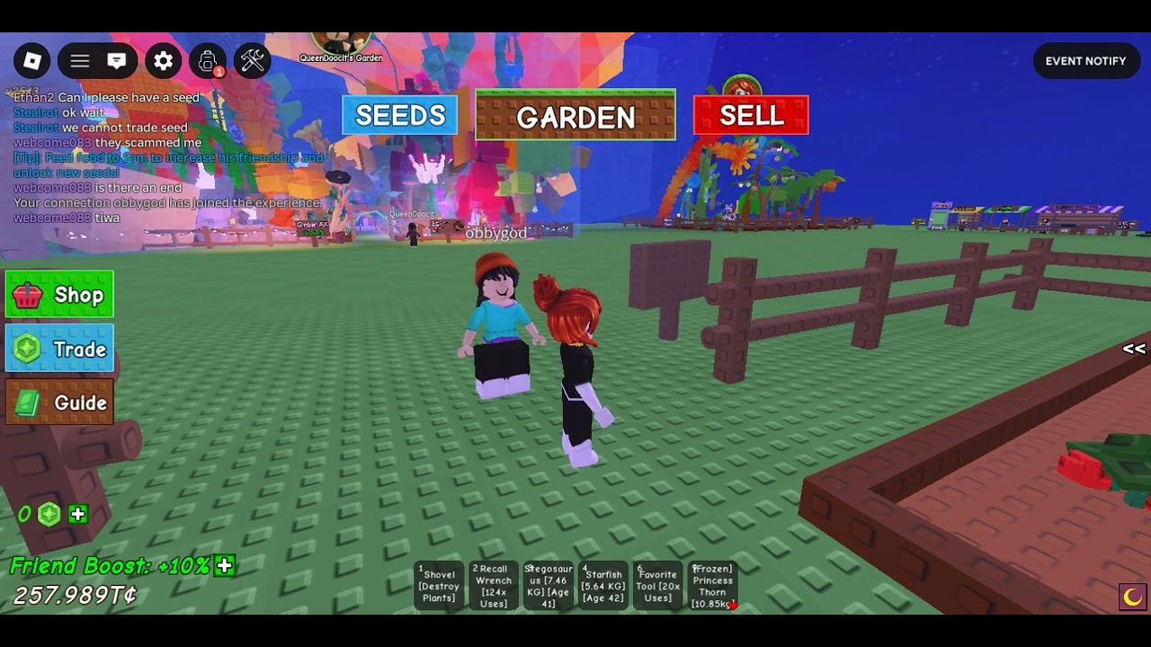 me and tiwa game grow some gardens!!!