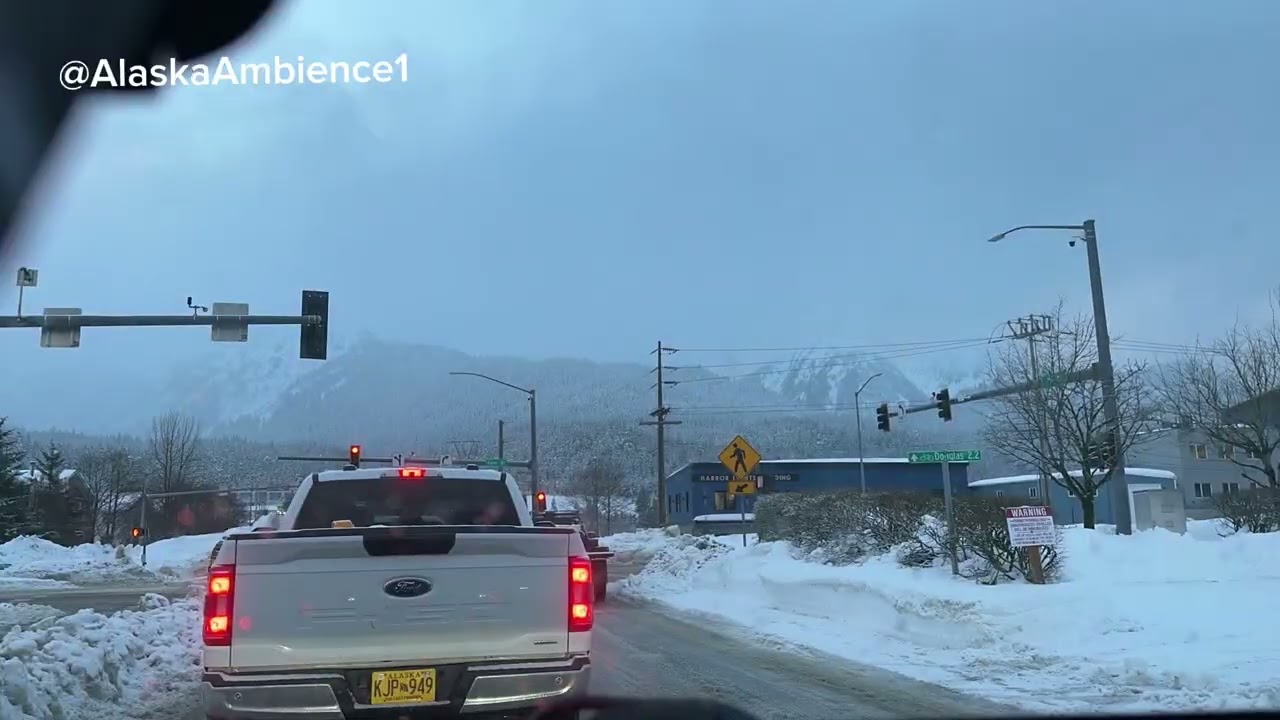 Heavy Snow Day Drive Timelapse in Juneau Alaska. 