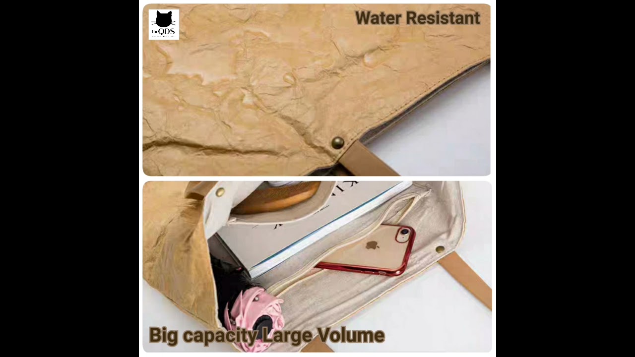 Tyvek Tote Bag Paper-like Non-paper Tear Resistant Water-proof Lightweight Linen Inside, Crossbody